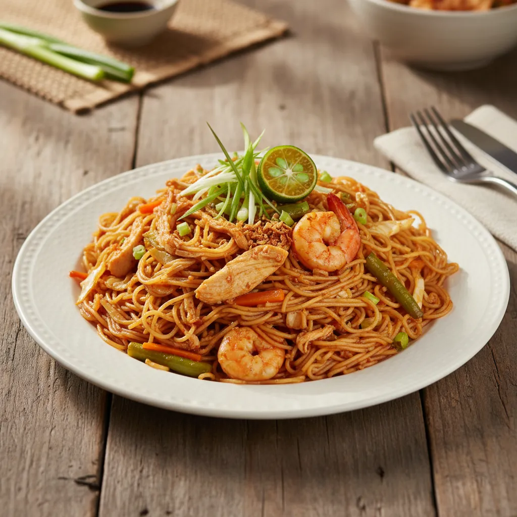 Miki Bihon: Filipino Noodle Dish with Egg & Rice Noodles